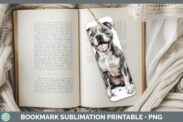 Watercolor Splash Pit Bull Bookmark Sublimation Printable De