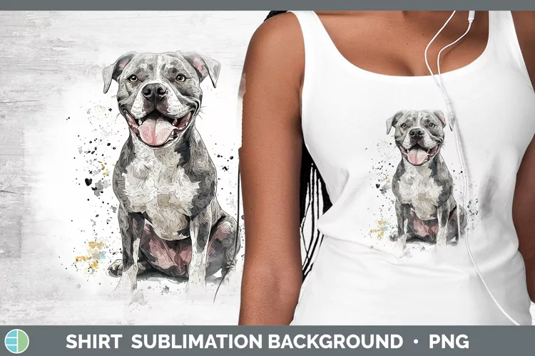 Watercolor Splash Pit Bull Shirt Sublimation Sublimation Bac