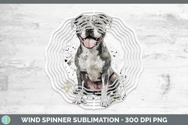 Watercolor Splash Pit Bull Wind Spinner Sublimation Spinner