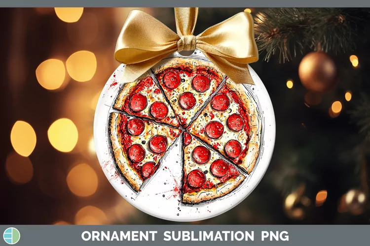 Watercolor Splash Pizza Ornament Sublimation Bauble Designs