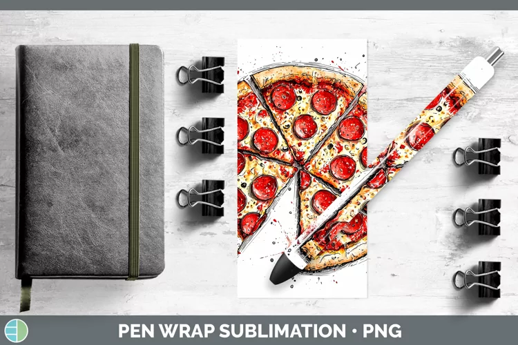 Watercolor Splash Pizza Pen Wrap Sublimation Pen Designs
