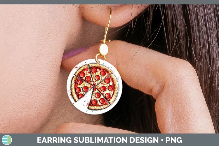 Watercolor Splash Pizza Round Earrings Sublimation Earrings