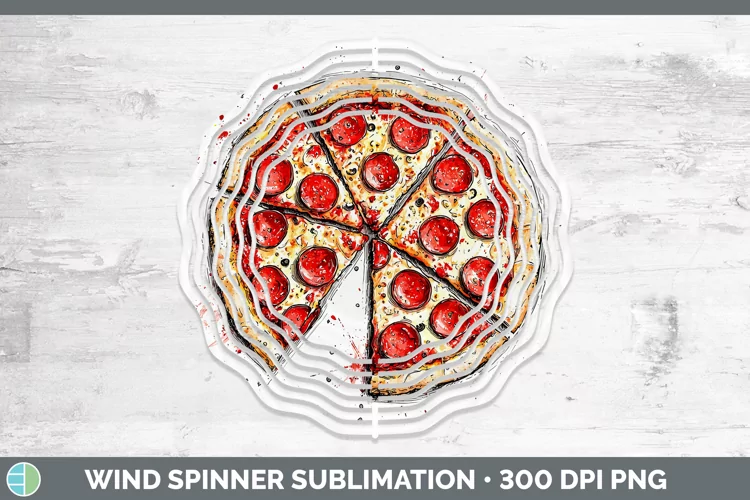 Watercolor Splash Pizza Wind Spinner Sublimation Spinner Des
