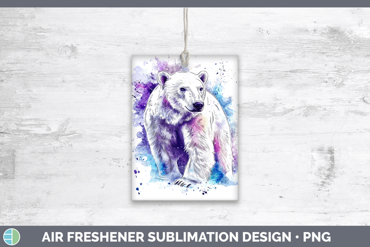 Watercolor Splash Polar Bear Air Freshener Sublimation Car F