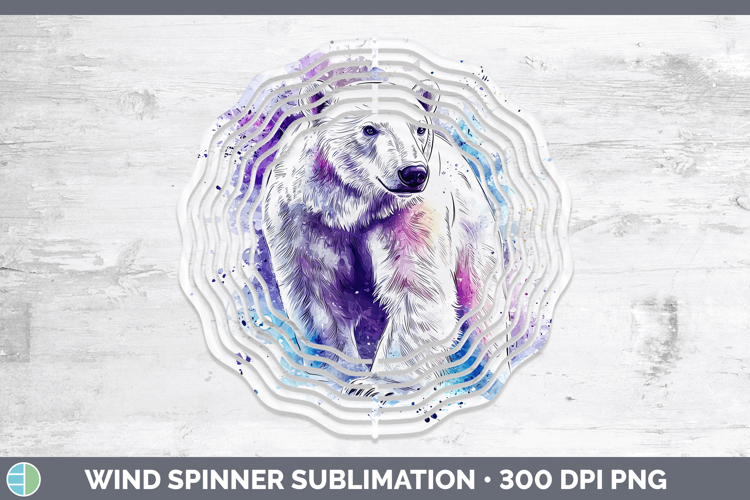 Watercolor Splash Polar Bear Wind Spinner Sublimation Spinne