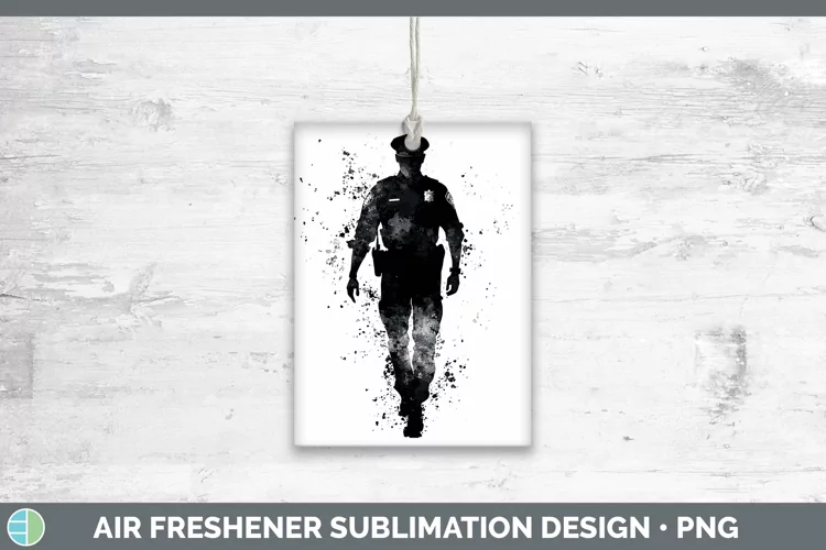 Watercolor Splash Police Man Air Freshener Sublimation Car F
