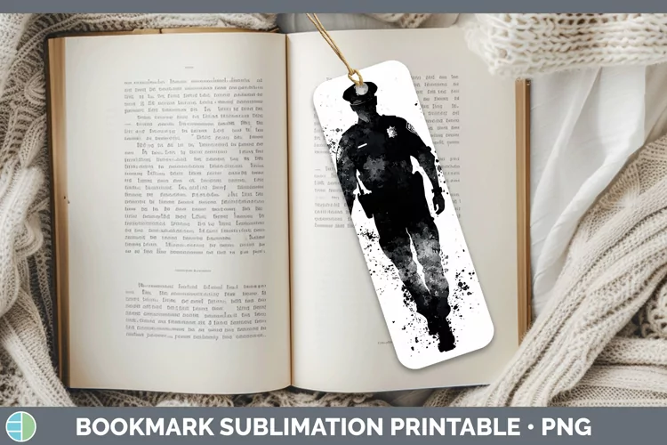 Watercolor Splash Police Man Bookmark Sublimation Printable