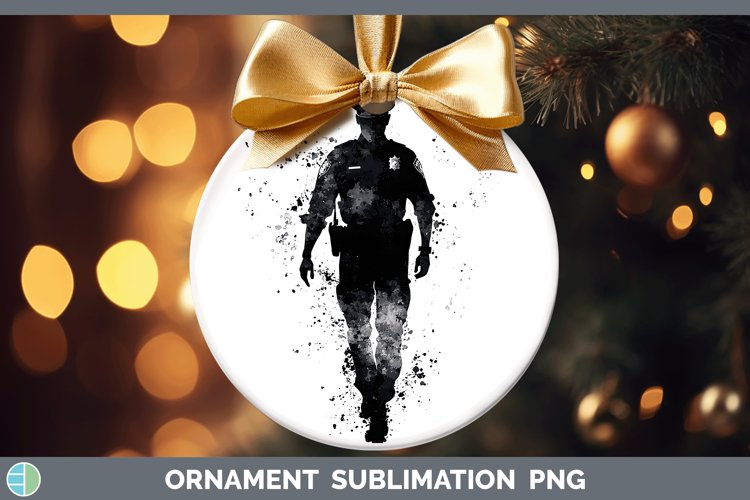 Watercolor Splash Police Man Ornament Sublimation Bauble Des