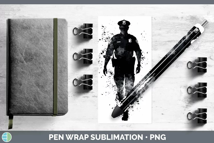 Watercolor Splash Police Man Pen Wrap Sublimation Pen Design