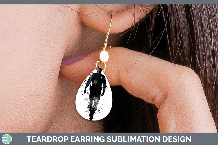 Watercolor Splash Police Man Teardrop Earrings Sublimation E