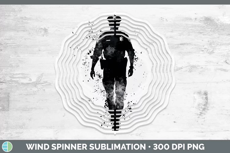 Watercolor Splash Police Man Wind Spinner Sublimation Spinne