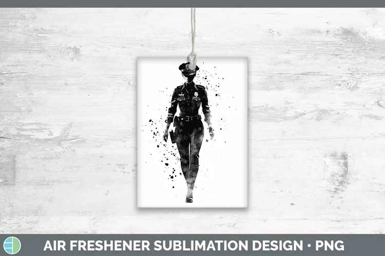 Watercolor Splash Police Woman Air Freshener Sublimation Car