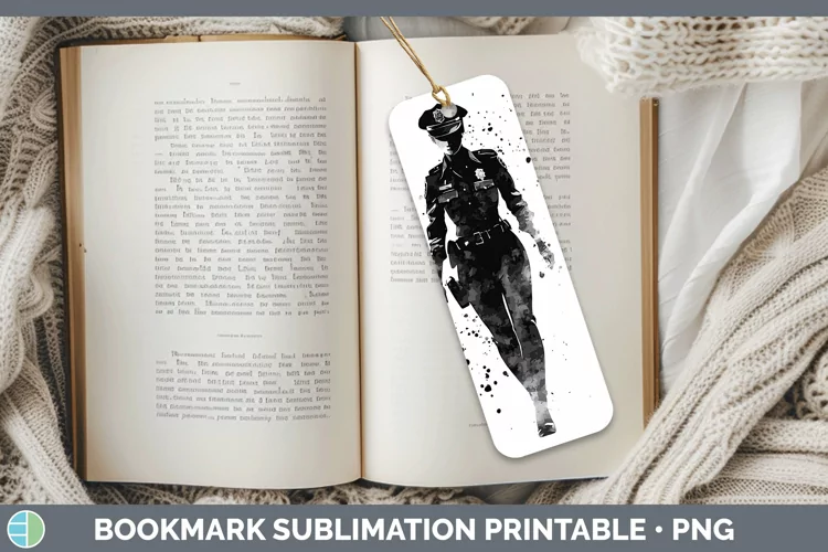 Watercolor Splash Police Woman Bookmark Sublimation Printabl
