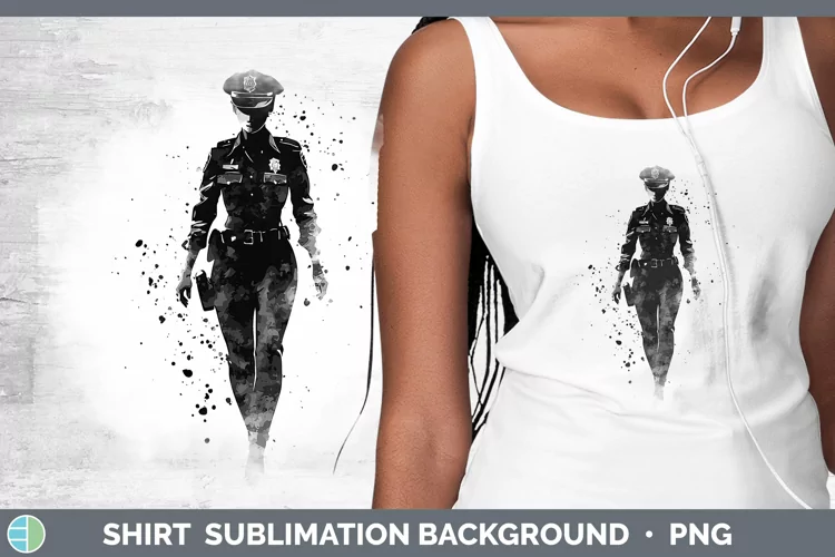 Watercolor Splash Police Woman Shirt Sublimation Sublimation