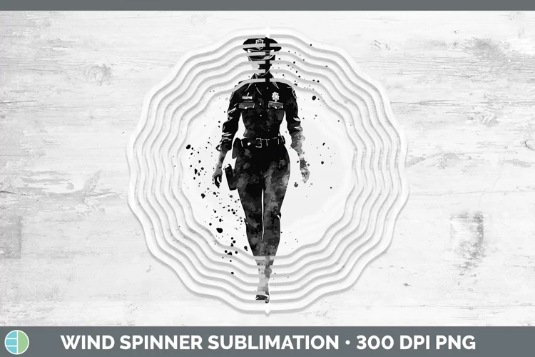 Watercolor Splash Police Woman Wind Spinner Sublimation Spin
