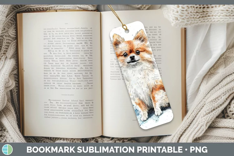 Watercolor Splash Pomeranian Bookmark Sublimation Printable