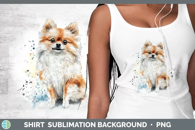 Watercolor Splash Pomeranian Shirt Sublimation Sublimation B
