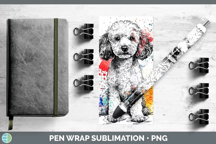 Watercolor Splash Poodle Pen Wrap Sublimation Pen Designs