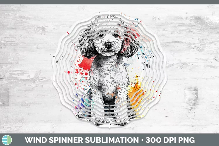 Watercolor Splash Poodle Wind Spinner Sublimation Spinner De