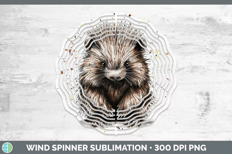 Watercolor Splash Porcupine Wind Spinner Sublimation Spinner
