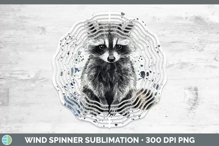 Watercolor Splash Raccoon Wind Spinner Sublimation Spinner D