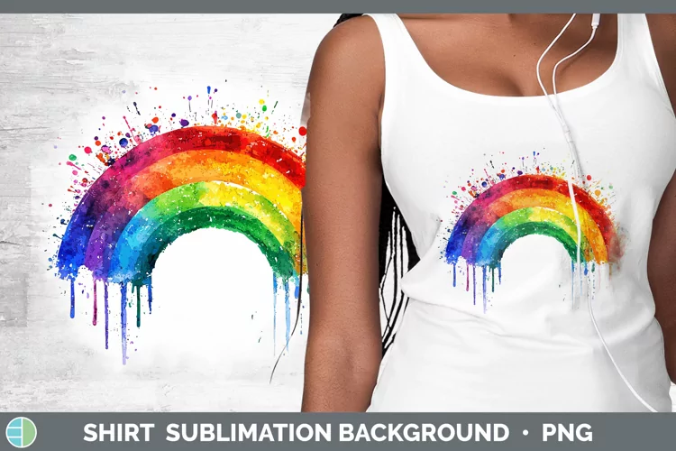 Watercolor Splash Rainbow Shirt Sublimation Sublimation Back