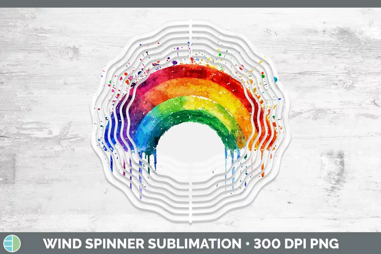 Watercolor Splash Rainbow Wind Spinner Sublimation Spinner D