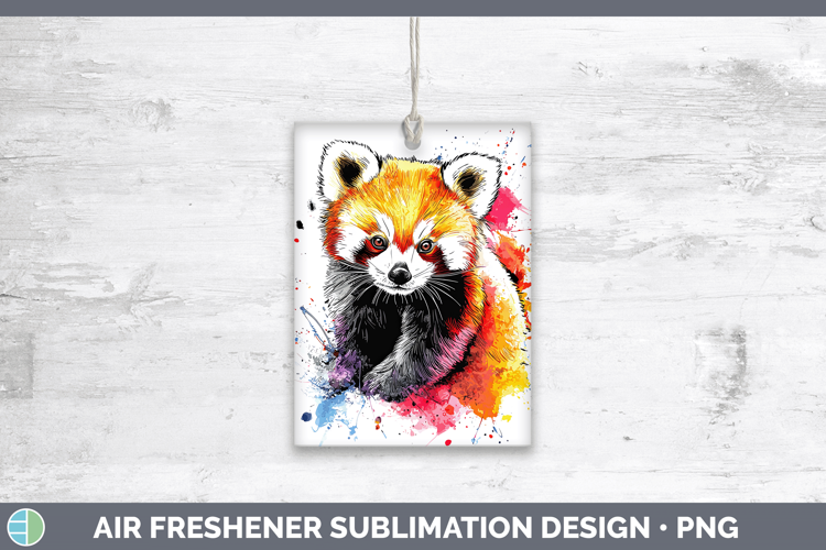 Watercolor Splash Red Panda Air Freshener Sublimation Car Fr