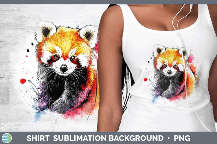 Watercolor Splash Red Panda Shirt Sublimation Sublimation Ba