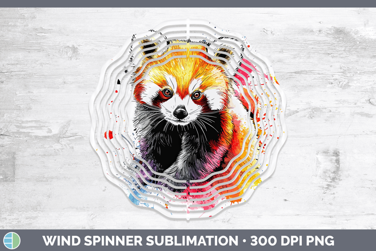 Watercolor Splash Red Panda Wind Spinner Sublimation Spinner