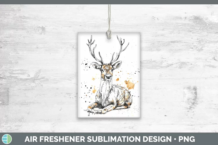 Watercolor Splash Reindeer Air Freshener Sublimation Car Fre