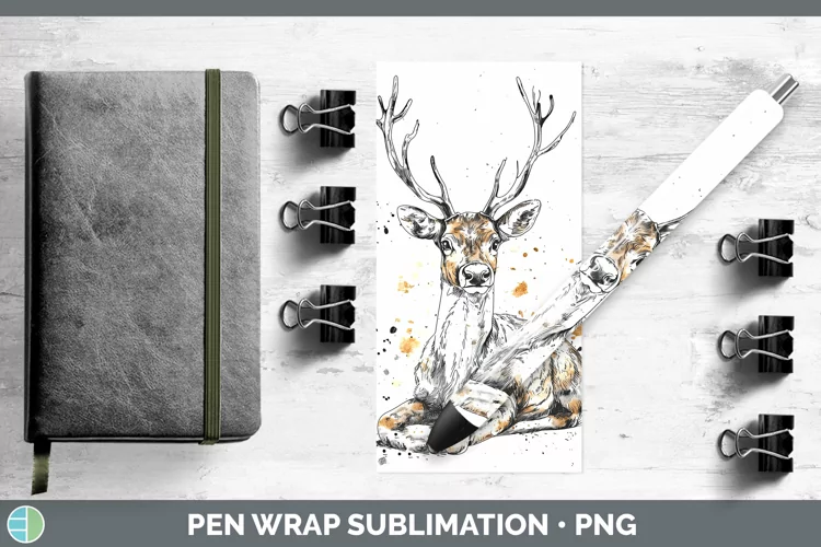 Watercolor Splash Reindeer Pen Wrap Sublimation Pen Designs