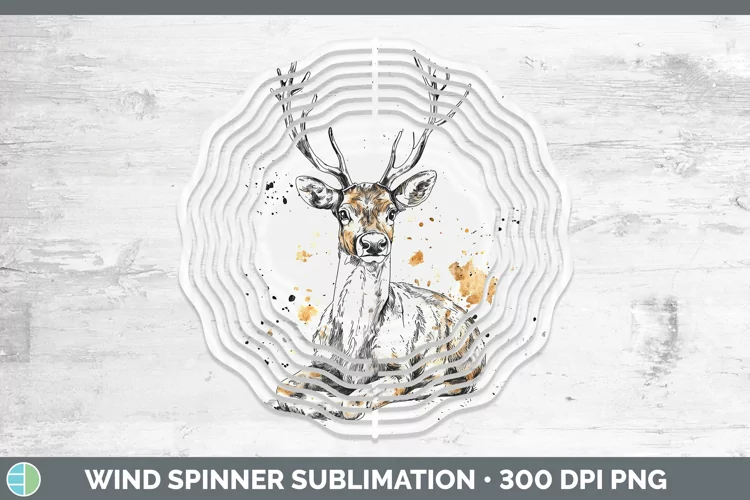 Watercolor Splash Reindeer Wind Spinner Sublimation Spinner