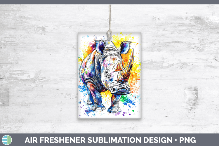 Watercolor Splash Rhino Air Freshener Sublimation Car Freshe