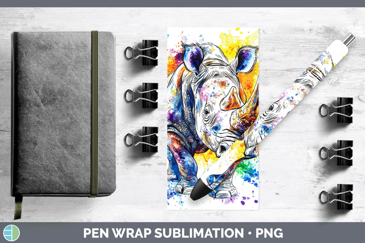 Watercolor Splash Rhino Pen Wrap Sublimation Pen Designs