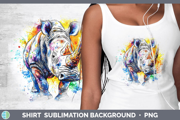 Watercolor Splash Rhino Shirt Sublimation Sublimation Backgr