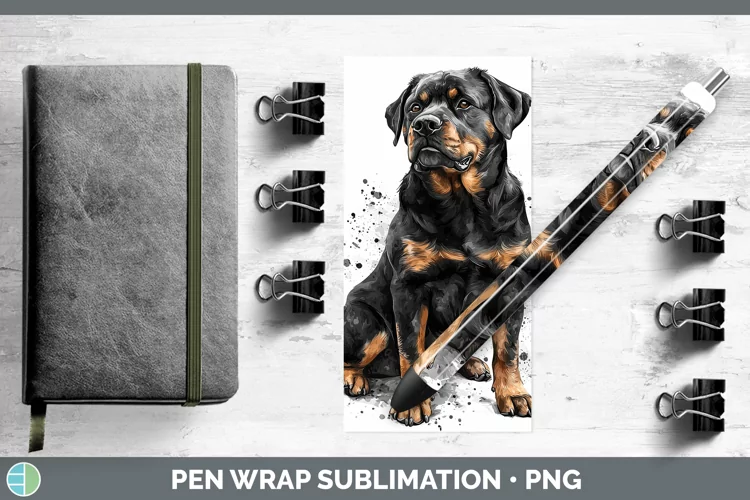 Watercolor Splash Rottweiler Pen Wrap Sublimation Pen Design