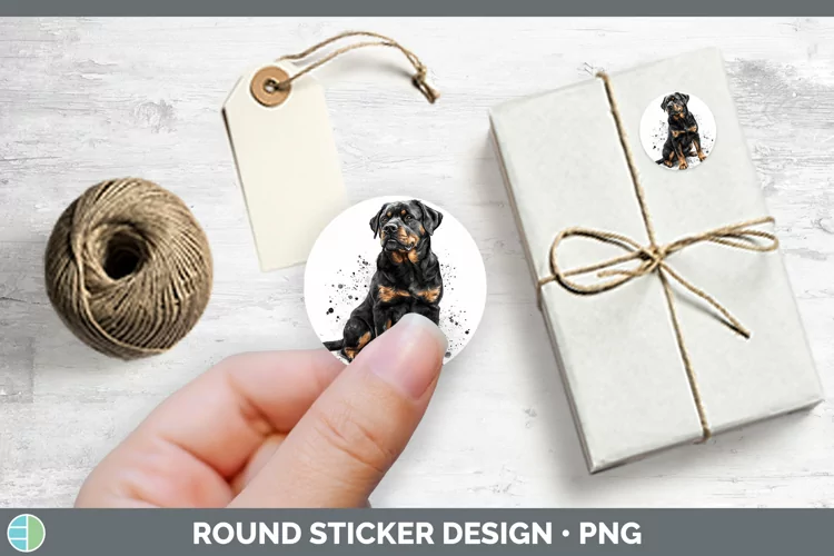 Watercolor Splash Rottweiler Stickers | Round Labels Designs