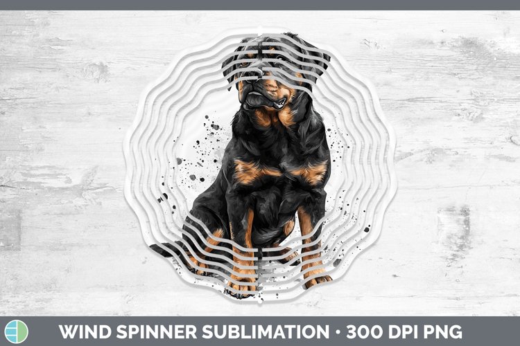 Watercolor Splash Rottweiler Wind Spinner Sublimation Spinne