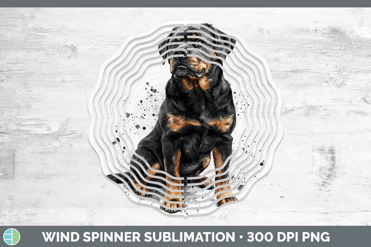Watercolor Splash Rottweiler Wind Spinner Sublimation Spinne