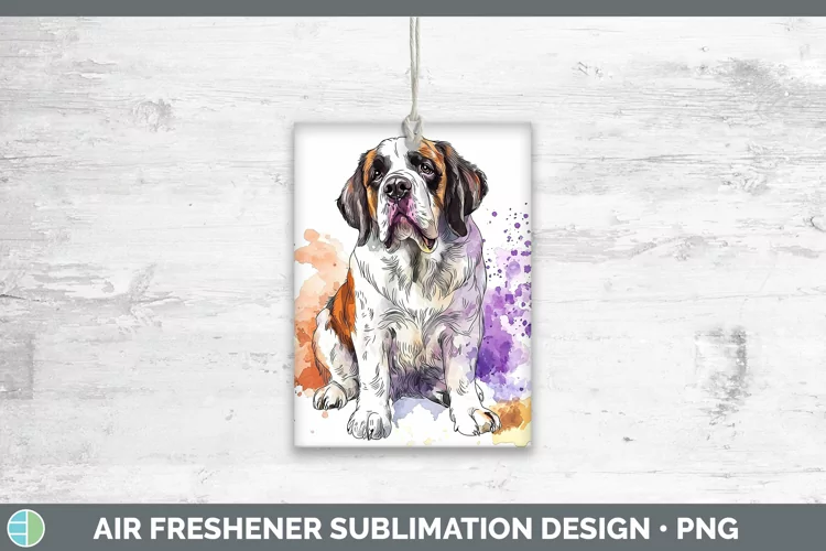 Watercolor Splash Saint Bernard Air Freshener Sublimation Ca