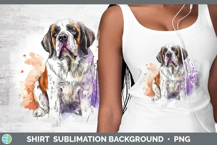 Watercolor Splash Saint Bernard Shirt Sublimation Sublimatio