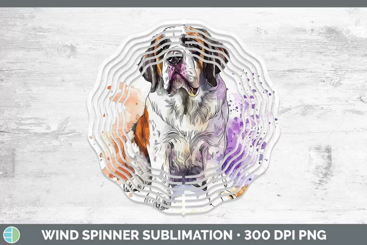 Watercolor Splash Saint Bernard Wind Spinner Sublimation Spi
