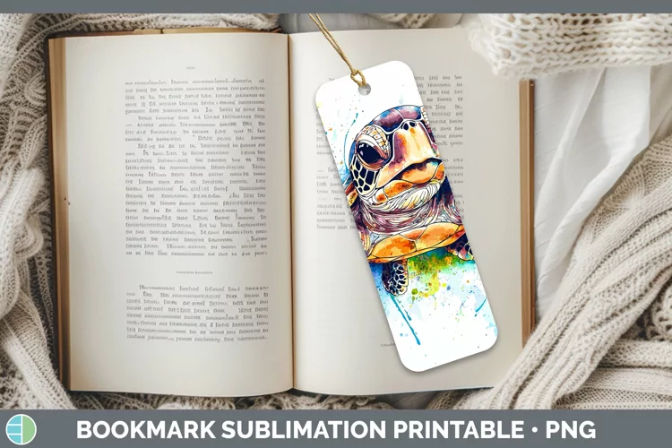 Watercolor Splash Sea Turtle Bookmark Sublimation Printable