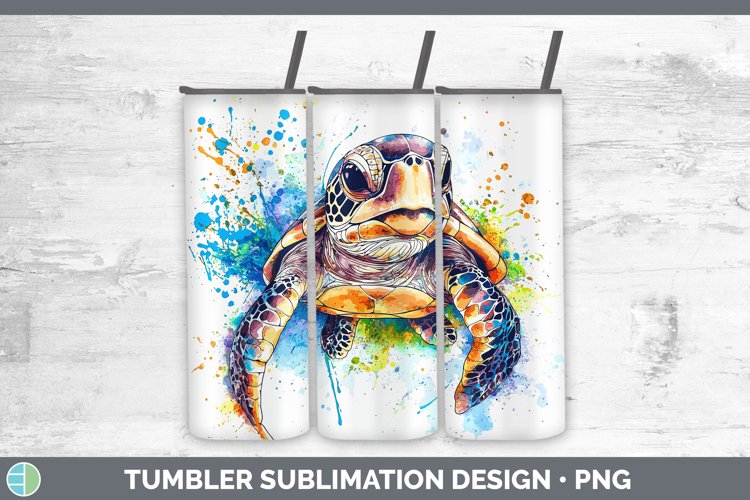 Watercolor Splash Sea Turtle Tumbler Sublimation 20 oz Skinn