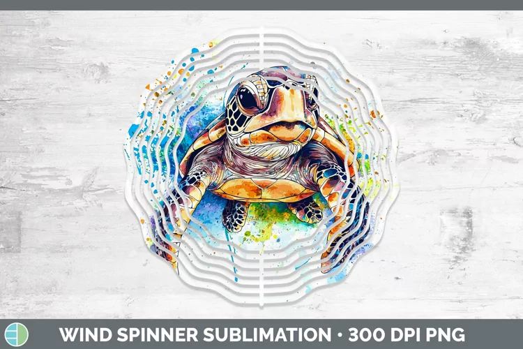 Watercolor Splash Sea Turtle Wind Spinner Sublimation Spinne