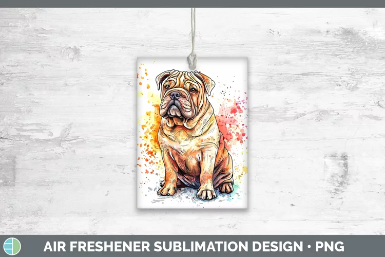 Watercolor Splash Shar Pei Air Freshener Sublimation Car Fre