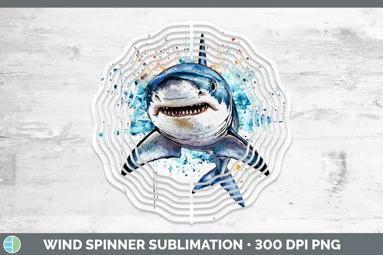 Watercolor Splash Shark Wind Spinner Sublimation Spinner Des