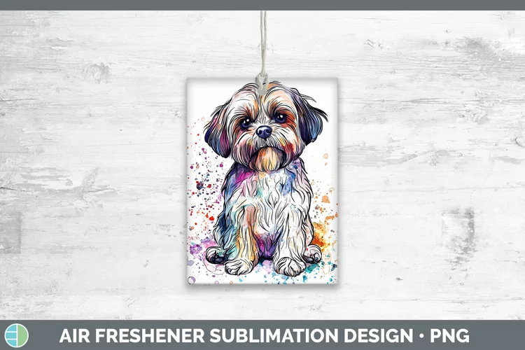 Watercolor Splash Shih Tzu Air Freshener Sublimation Car Fre