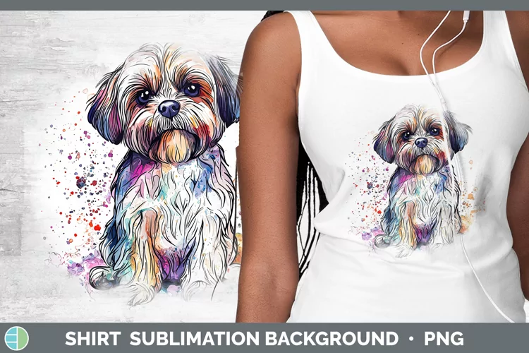 Watercolor Splash Shih Tzu Shirt Sublimation Sublimation Bac